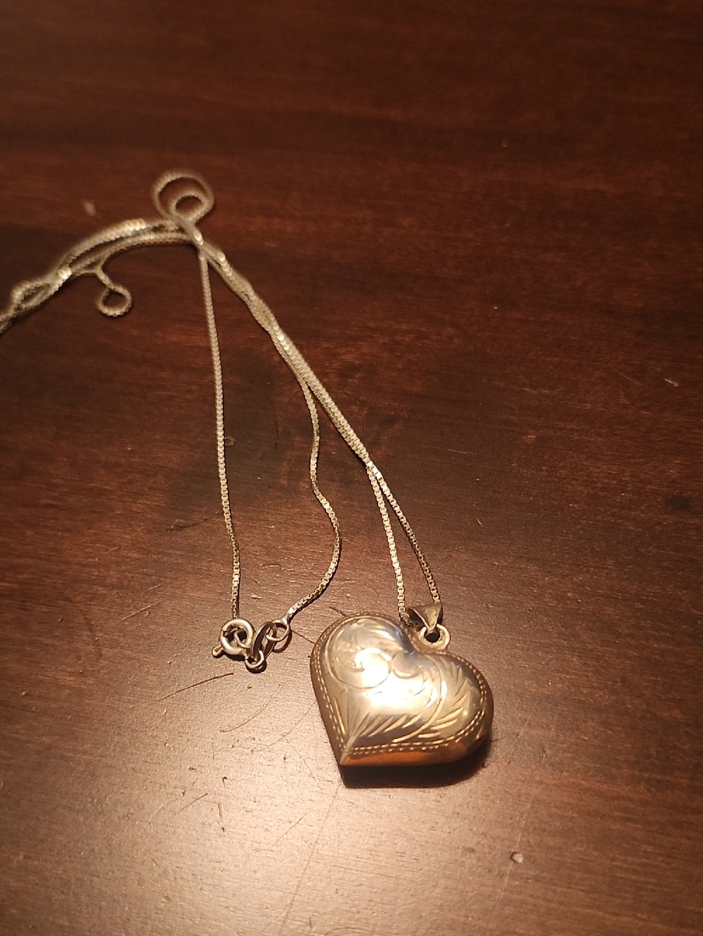 Vintage Heart Pendant Necklace - Sterling Silver